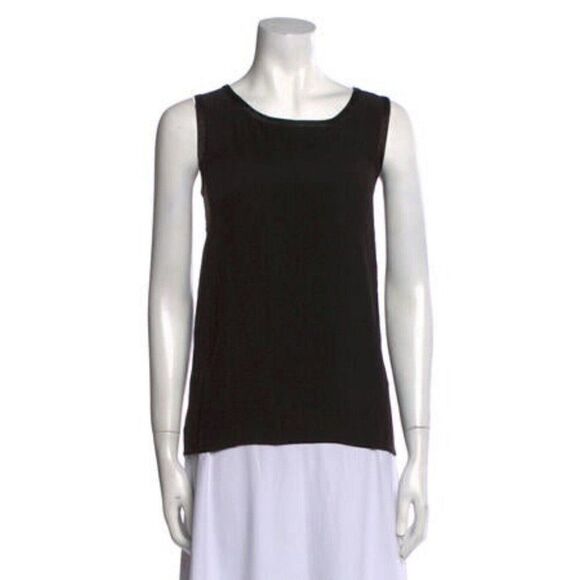 yves saint laurent rive gauche vintage authentic solid black tank top 42 large - Picture 1 of 7